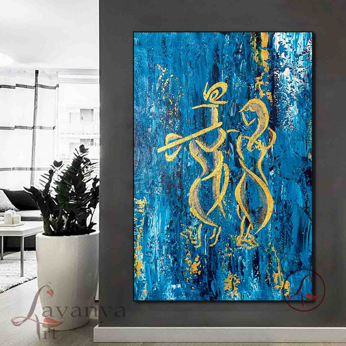 Krishna Modern Painting | Large Spiritual Canvas Art India