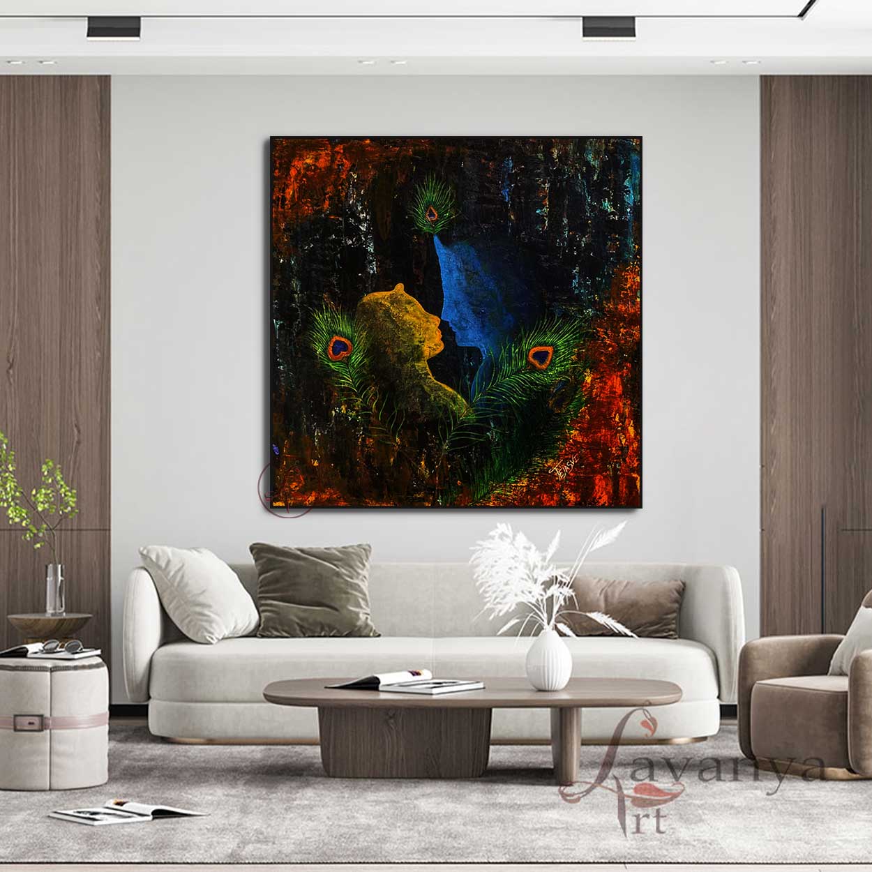 Radha Krishna Abstract Painting | Modern Indian Art