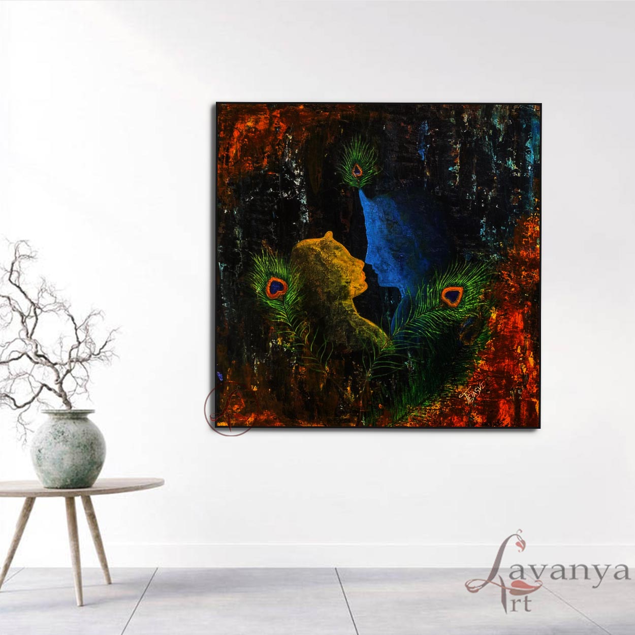 Radha Krishna Abstract Painting | Modern Indian Art