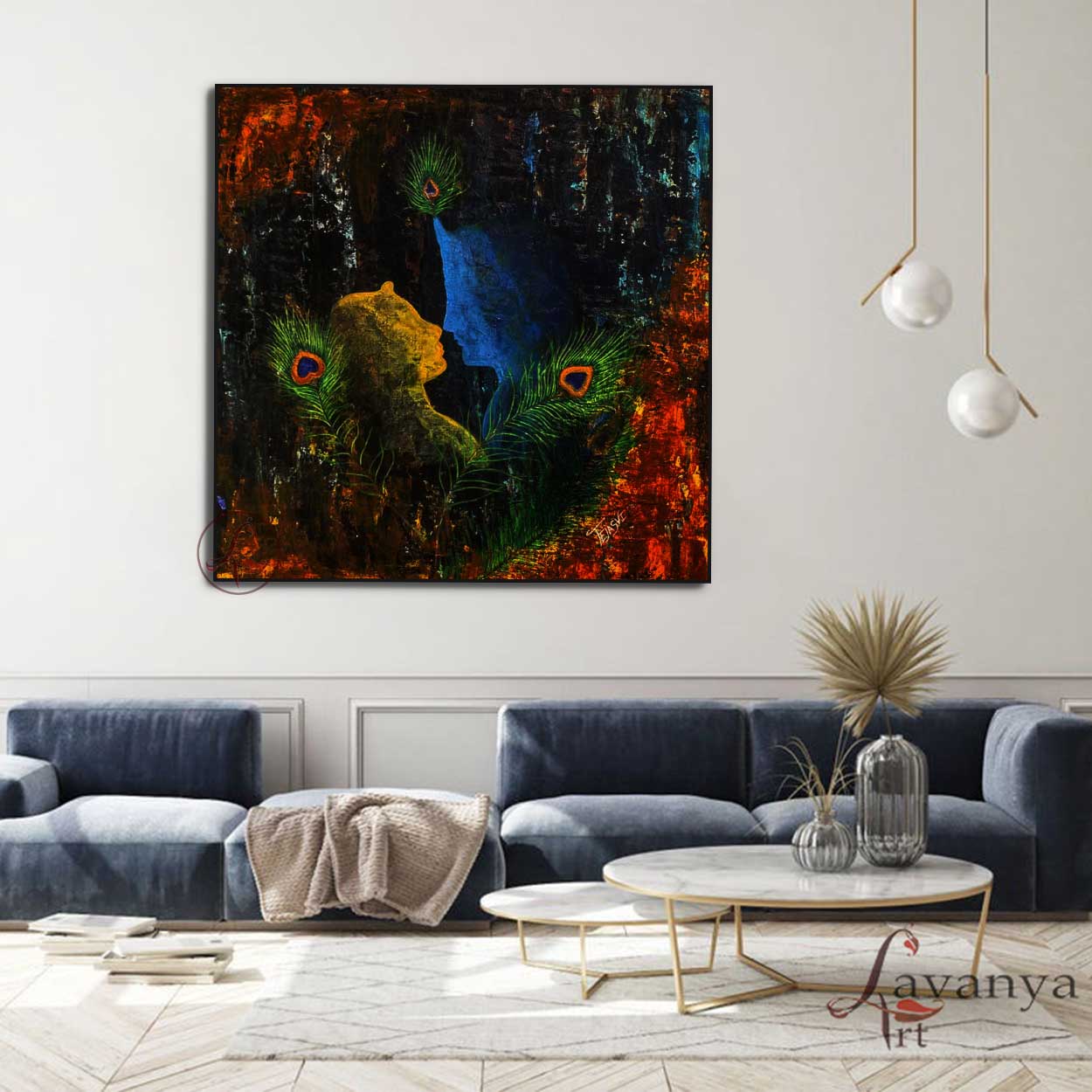 Radha Krishna Abstract Painting | Modern Indian Art