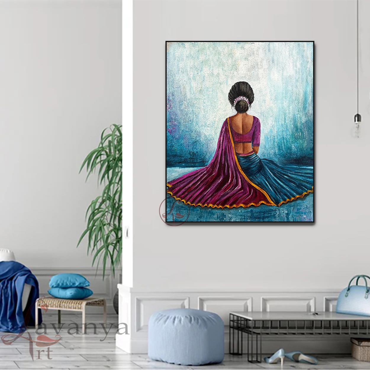 Indian Woman Art | Textured Acrylic Canvas Painting