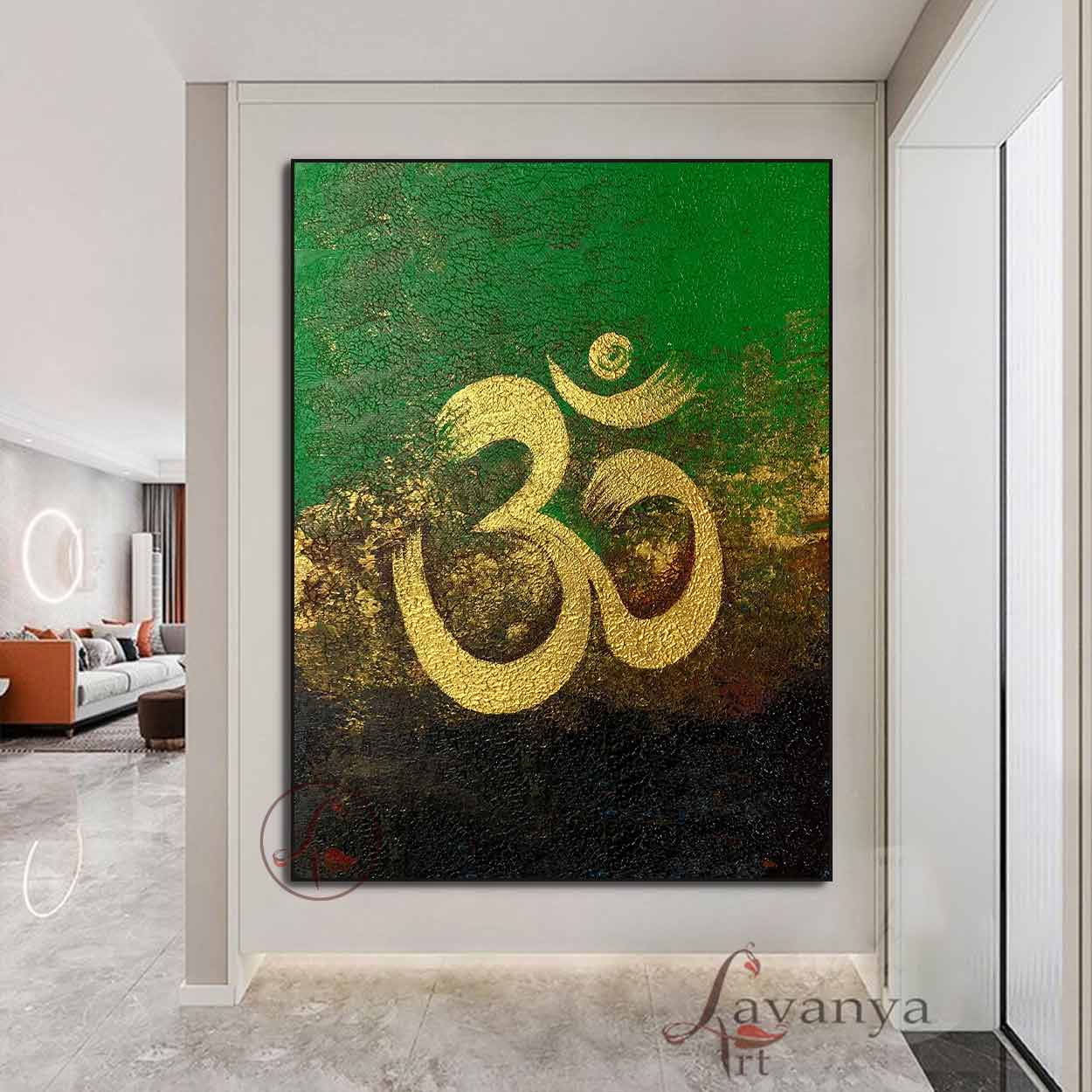 Handmade Om Painting | Abstract Textured Indian Art