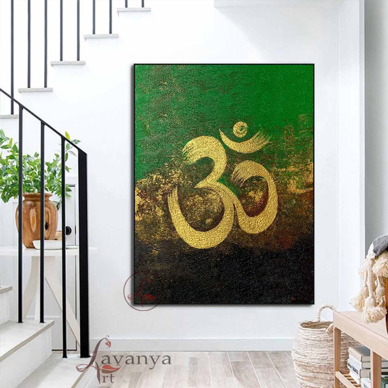Handmade Om Painting | Abstract Textured Indian Art