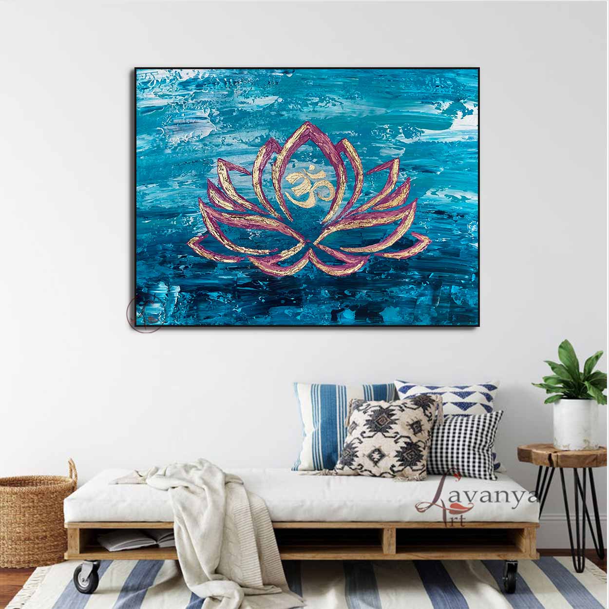 Abstract Om Painting | Handmade Indian Canvas Art