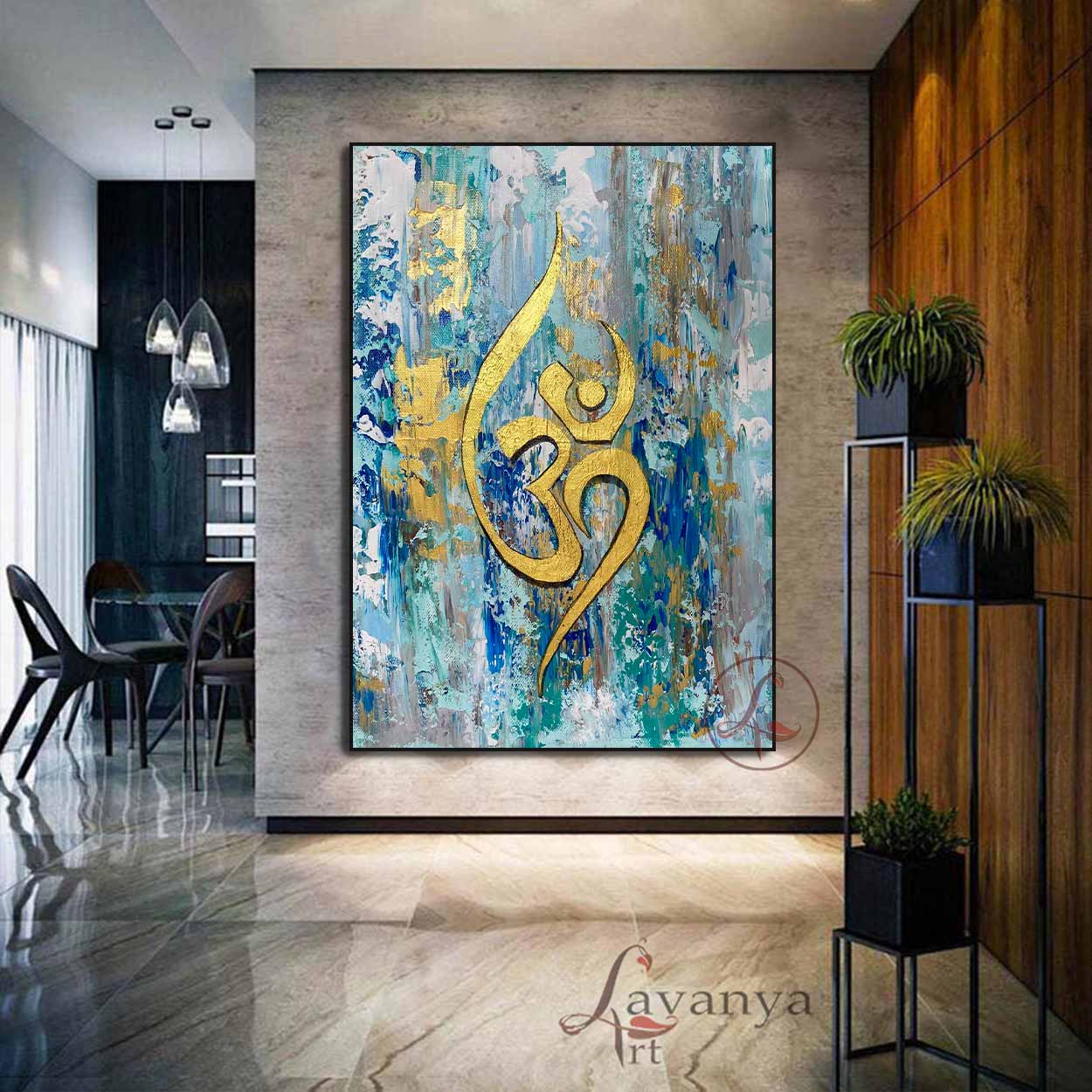 Om Textured Canvas Art | Modern Indian Spiritual Decor