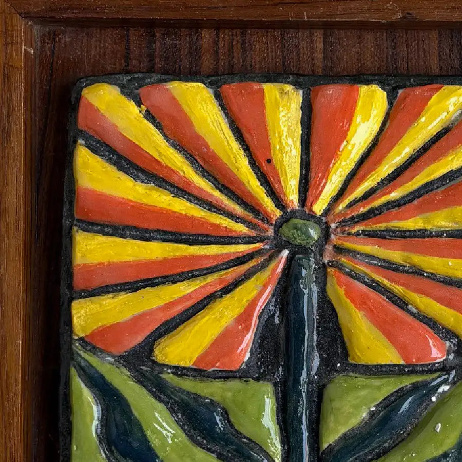 Handmade Ceramic Wall Hanging | Tile Framed Boho Art Decor
