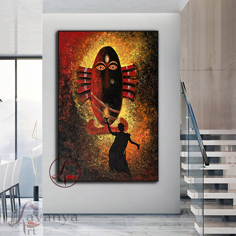 Explore handcrafted Sadguru wall art by Tejasvi Patel at Lavanya Art Studio. Original Indian art with rich textures and contemporary appeal.