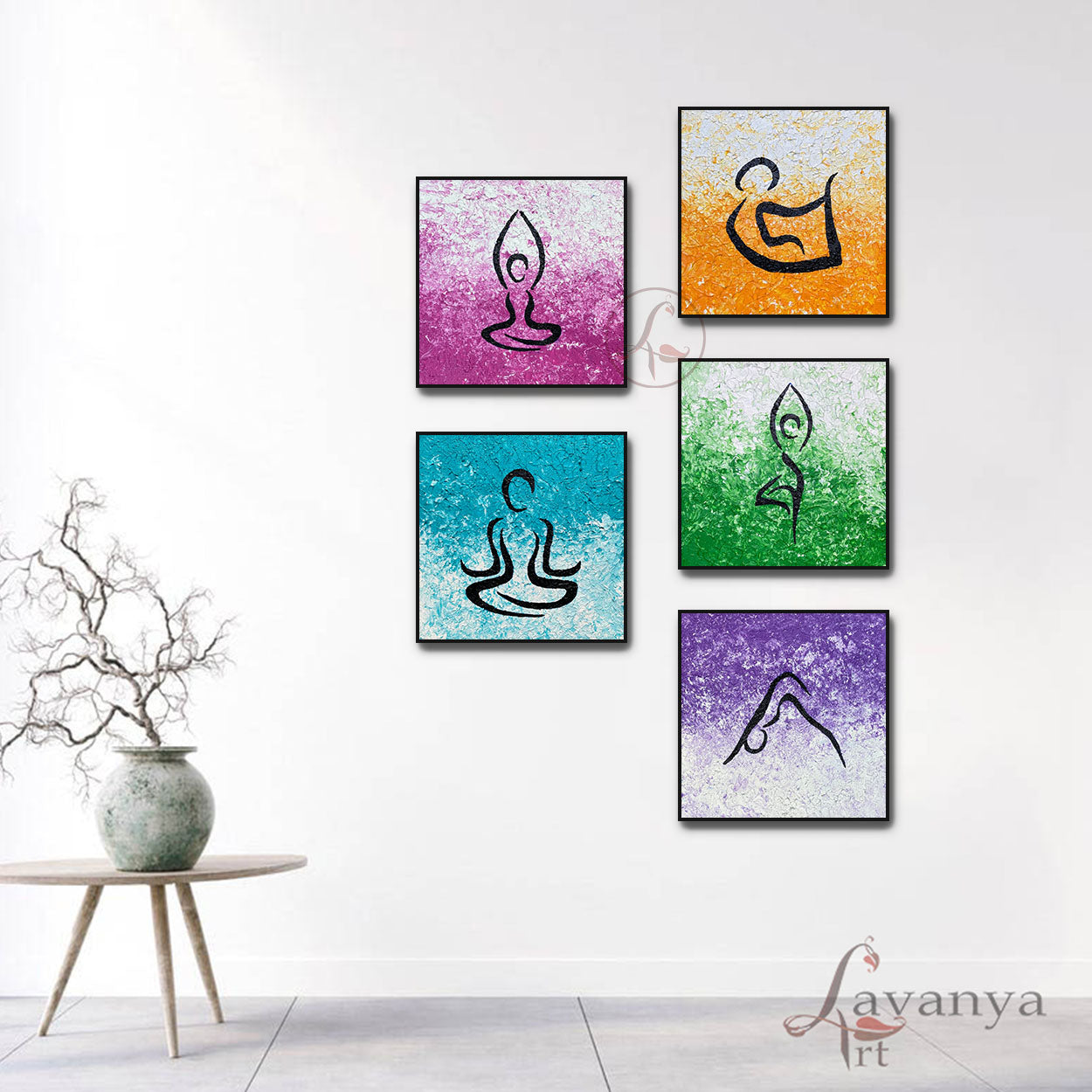 Yoga Pose Canvas Art Set | Meditation Studio Wall Decor