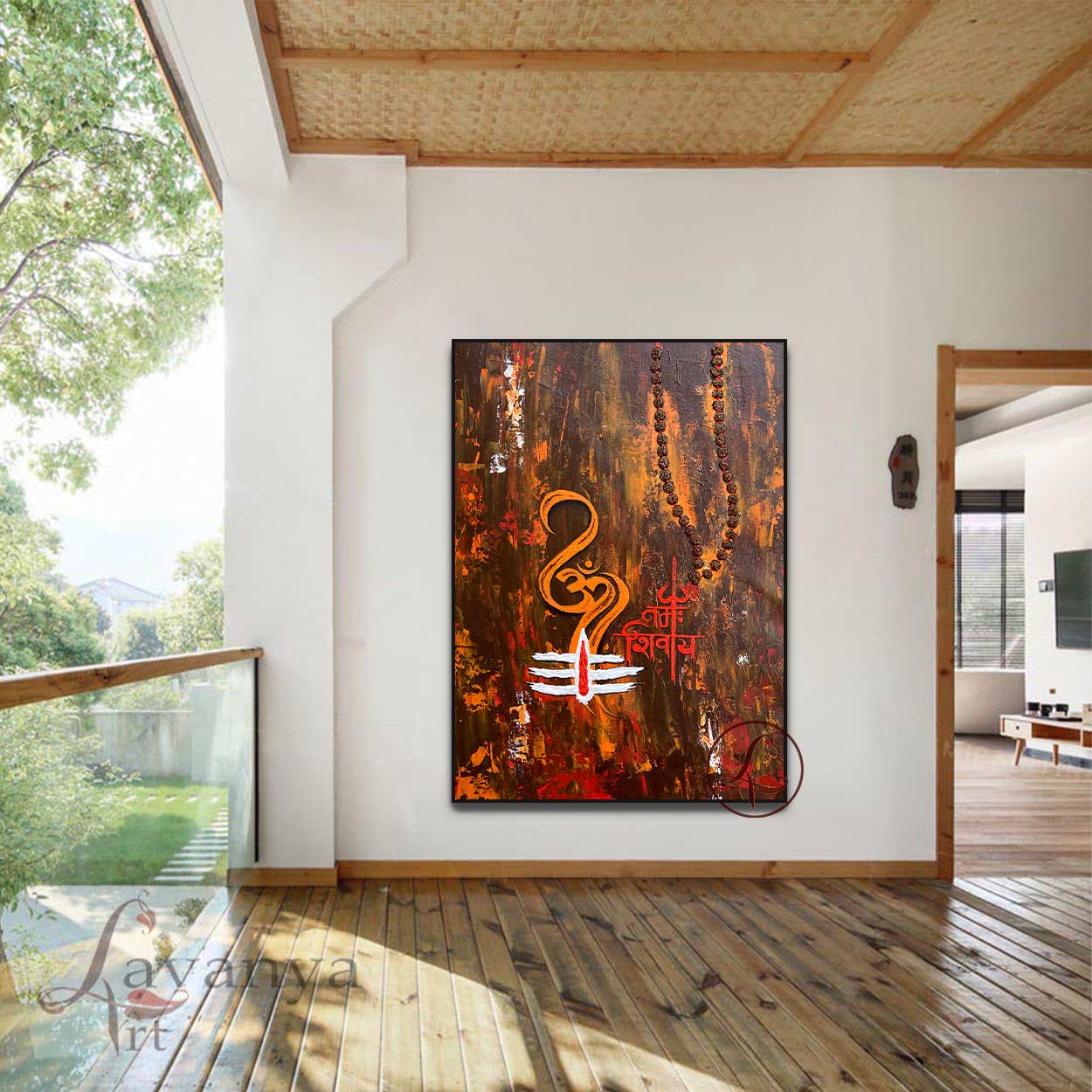Discover textured Lord Shiva wall art by Tejasvi Patel at Lavanya Art Studio. Original Indian art crafted for timeless spiritual home decor.