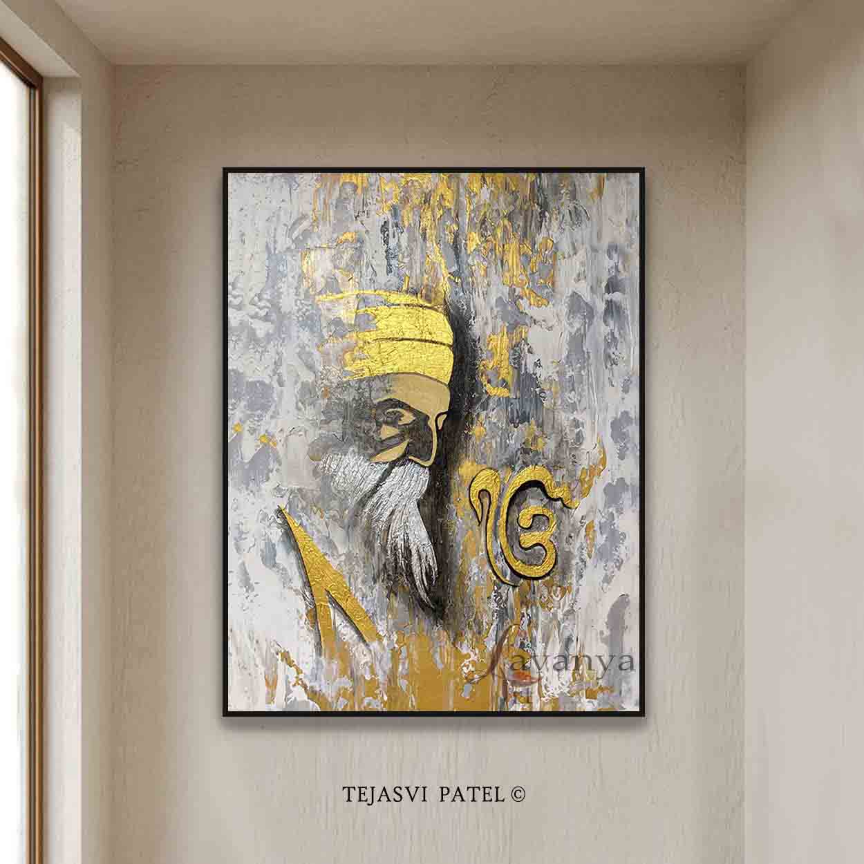 Abstract Sikh Art | Guru Nanak Dev Ji Canvas Art