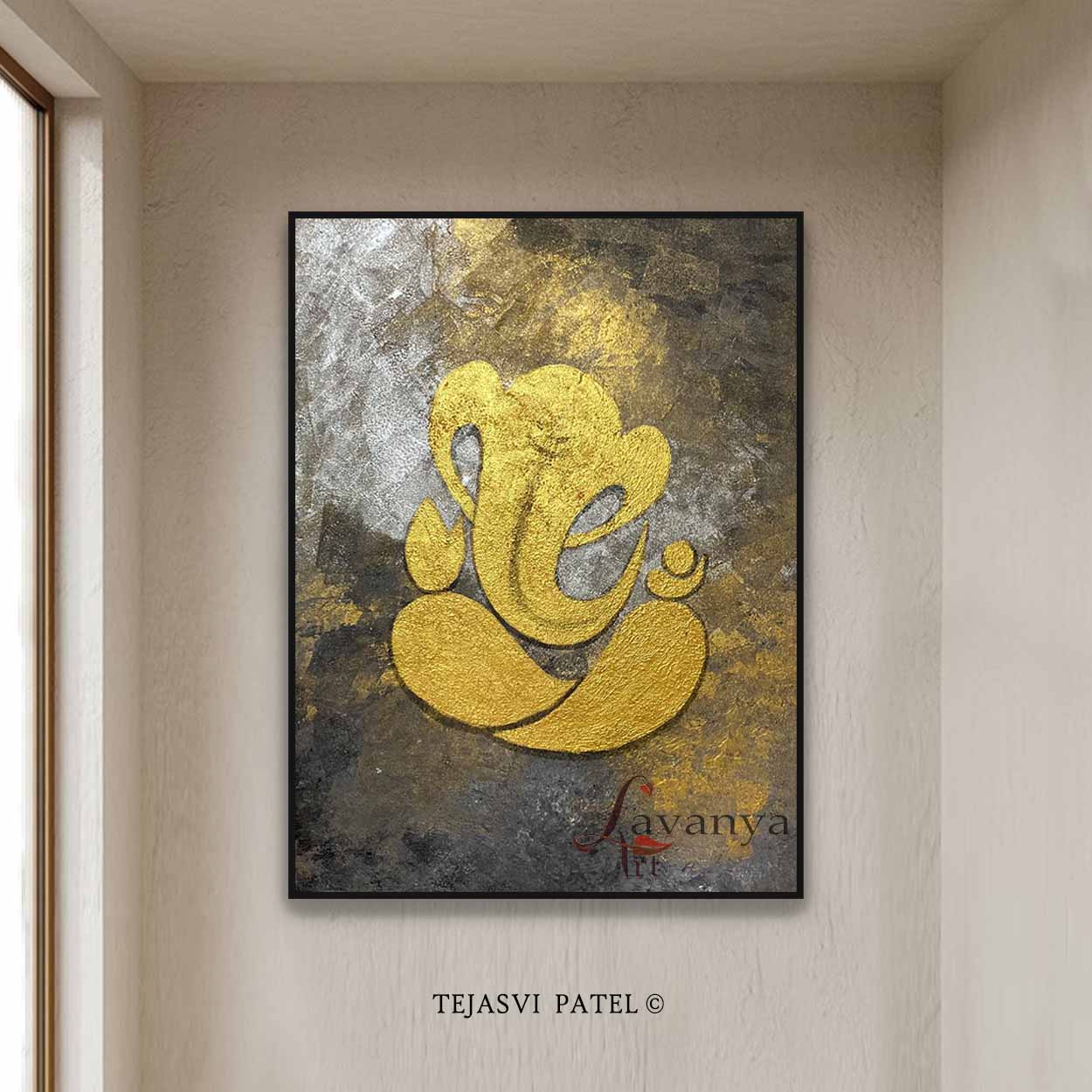Ganapati Wall Decor | Modern Indian Abstract Painting