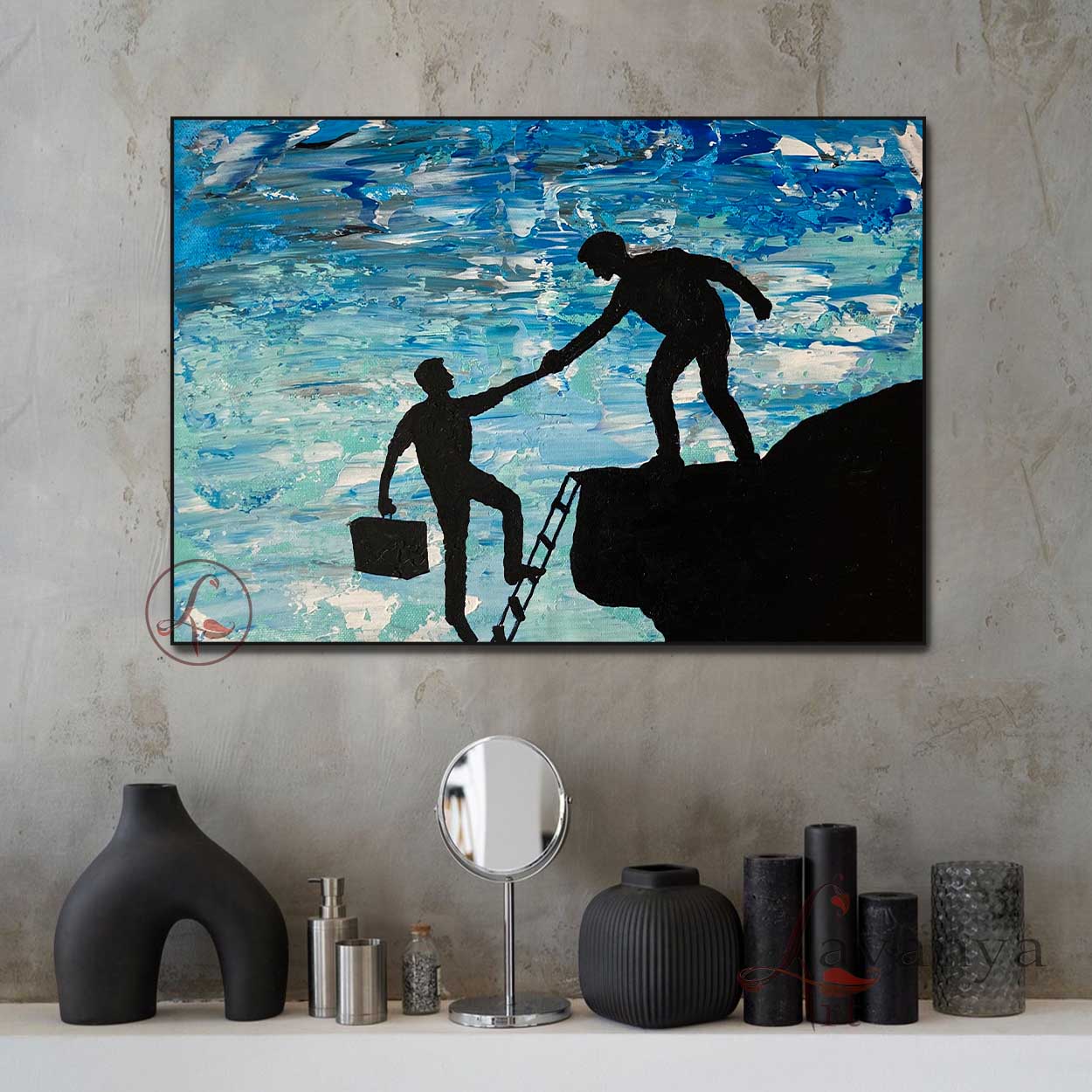 Teamwork Painting | Modern Abstract Office Wall Art