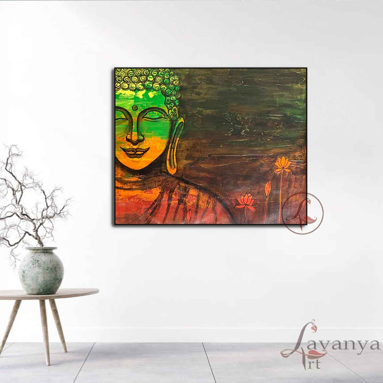 Discover handmade Buddha Indian art by Tejasvi Patel at Lavanya Art Studio, created to enhance luxurious contemporary interiors with serenity.