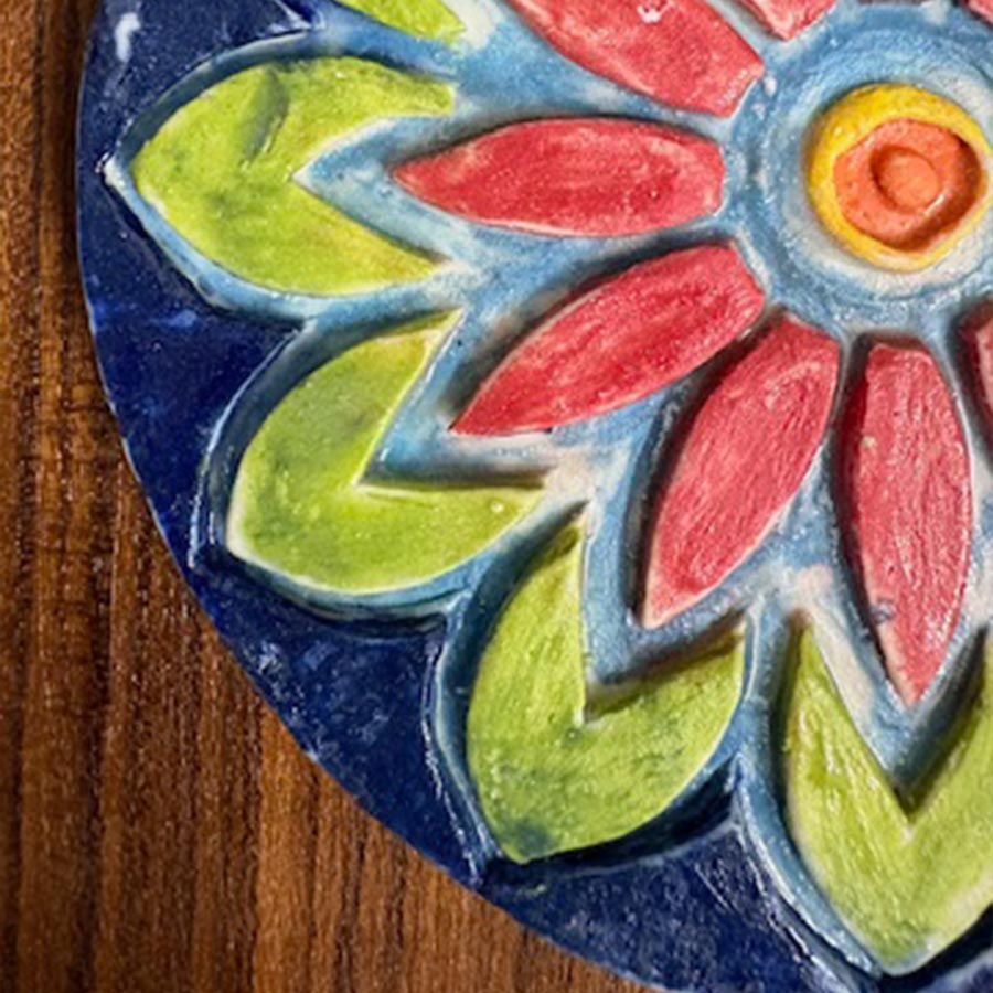 Handmade Ceramic Wall Art | Boho Tile Framed Decor Piece