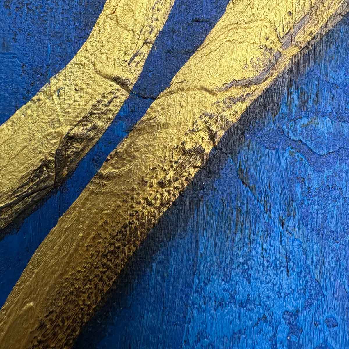 Abstract Om Painting | Handmade Textured Indian Art | Blue Gold