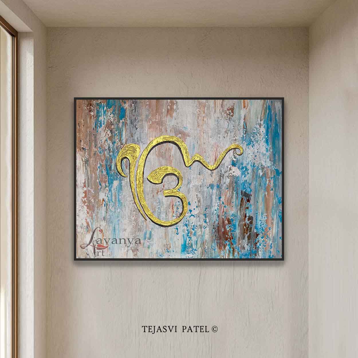 Discover abstract Guru Nanak Punjabi Art by Tejasvi Patel at Lavanya Art Studio, blending Indian Art with elegant spiritual home decor
