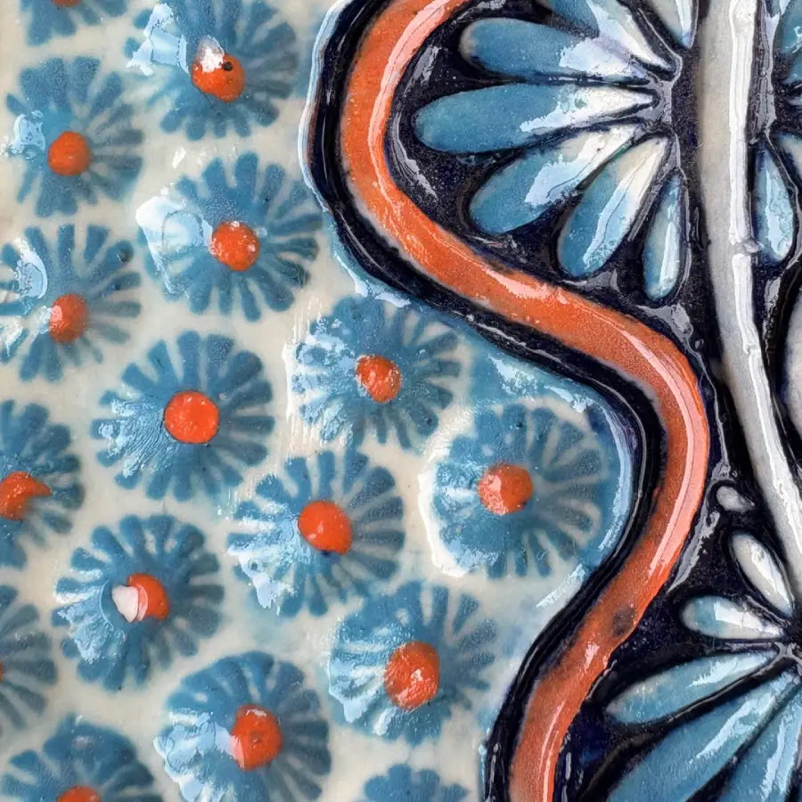Ceramic Wall Sculpture | Handmade Tile Framed Boho Wall Decor Art