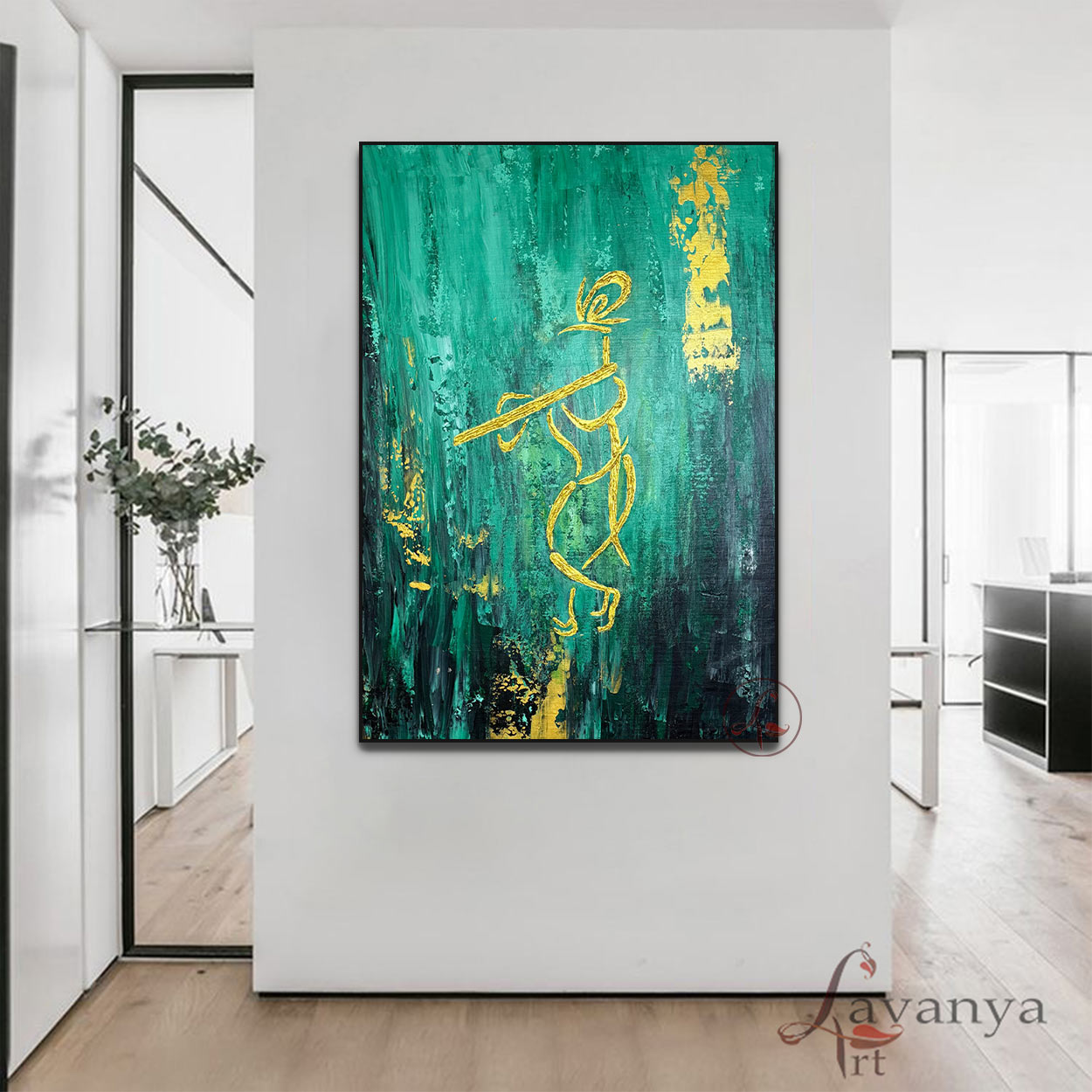 Exclusive handmade Krishna painting by Tejasvi Patel for luxury wall décor.
