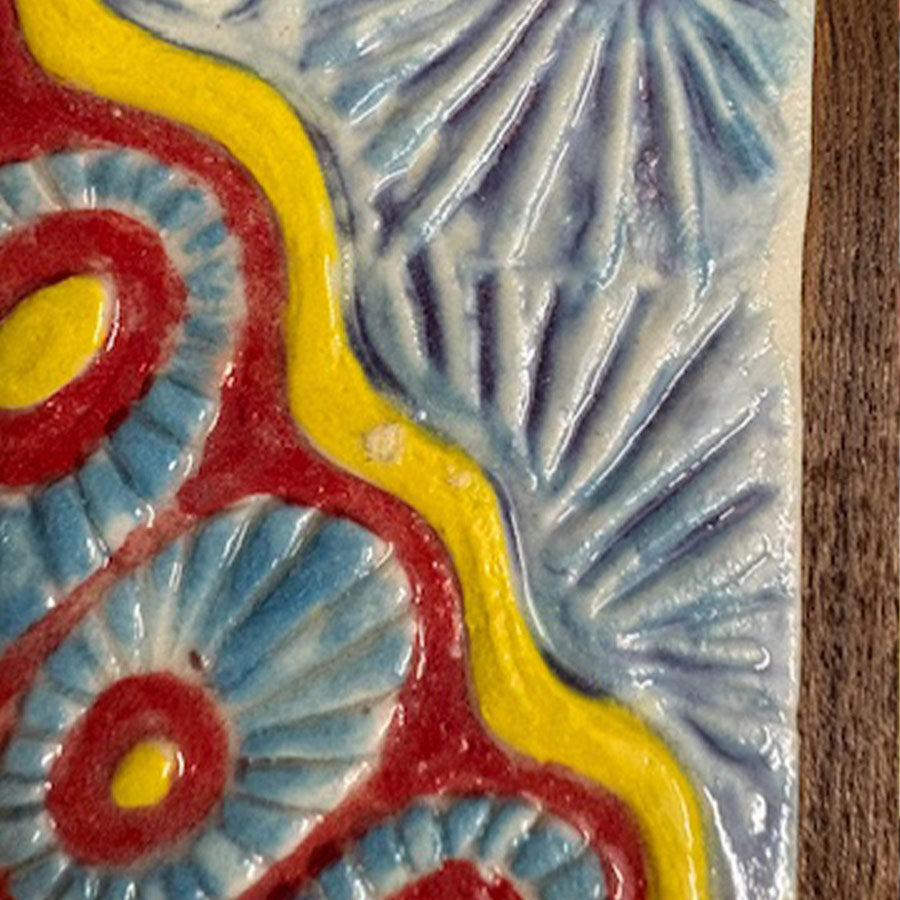 Ceramic Wall Sculpture | Hand-Carved Tile Frame Wall Decor