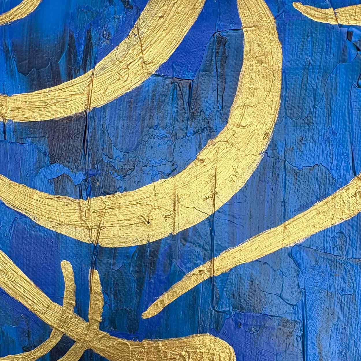 Textured Blue Gold Ganesha Painting | Handmade Indian Art