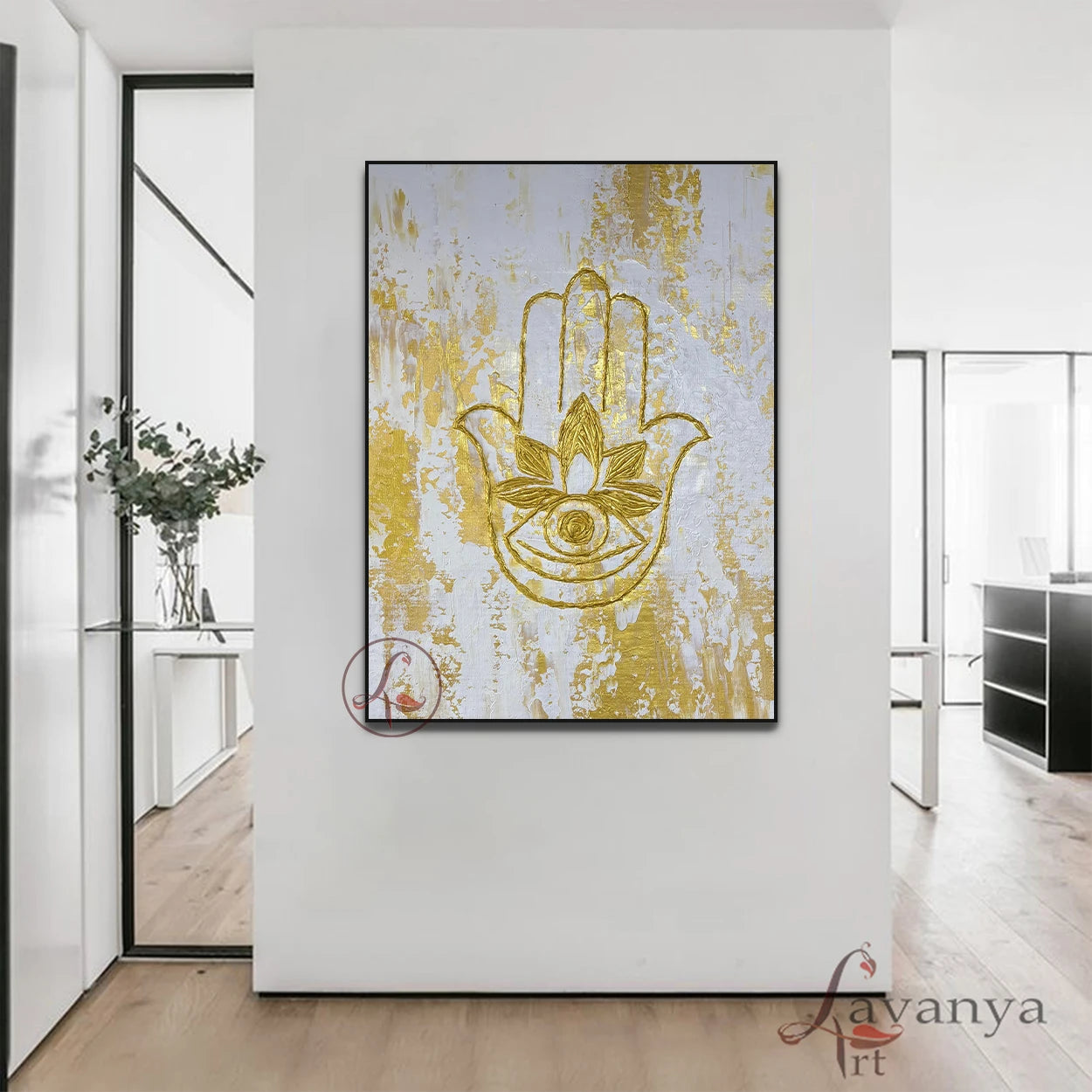 Hamsa Amulet Canvas Art | Judaica Spiritual Wall Decor