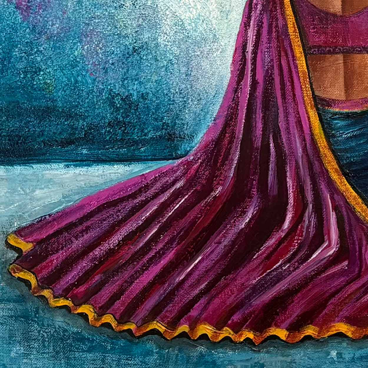Indian Woman Art | Textured Acrylic Canvas Painting