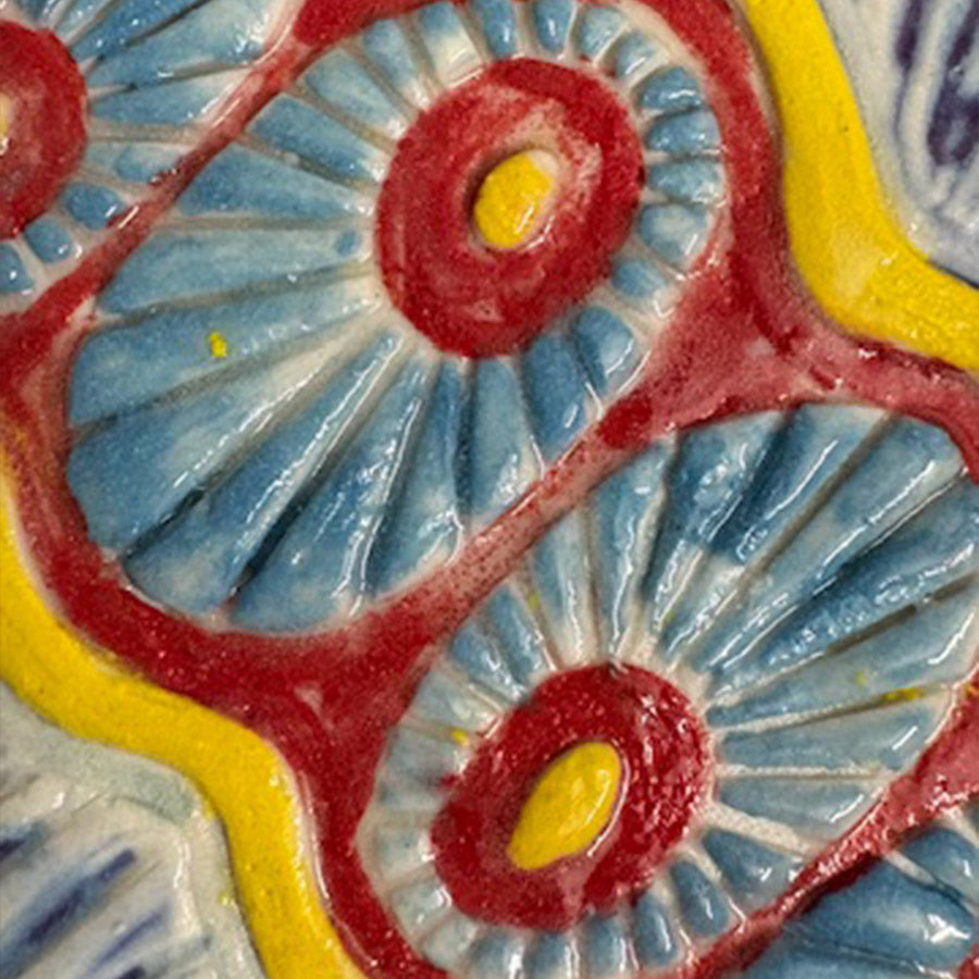 Ceramic Wall Sculpture | Hand-Carved Tile Frame Wall Decor