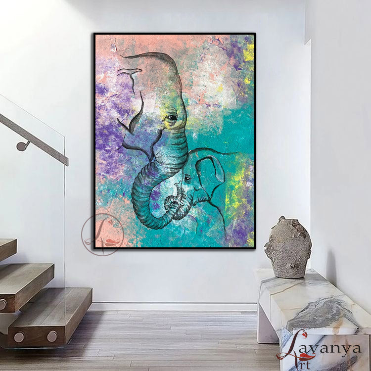 Elephant Wall Decor | Handmade Animal Canvas Art