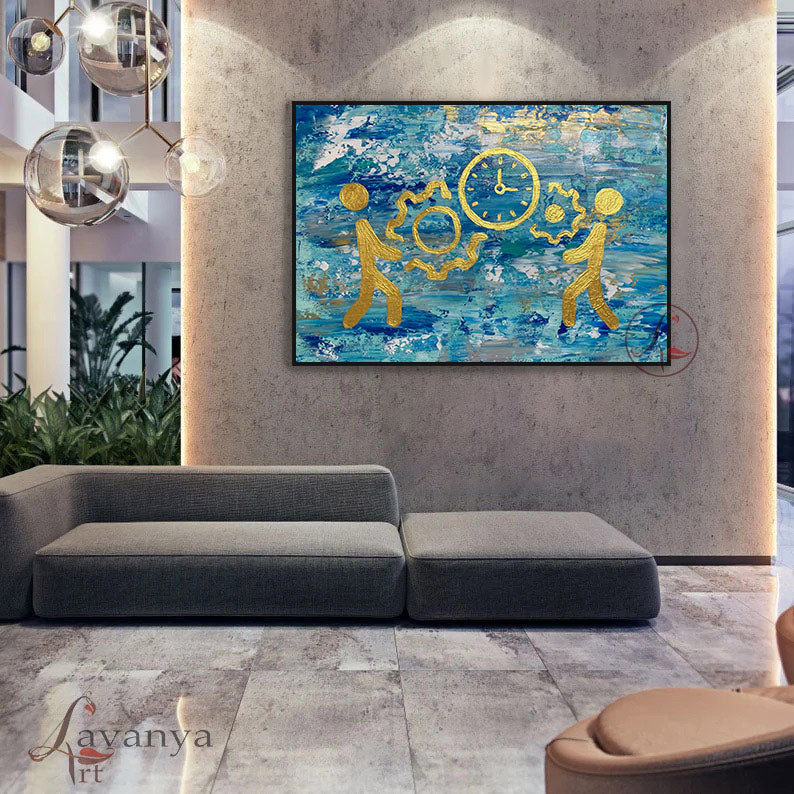 Abstract Teamwork Art | Modern Office Canvas Decor