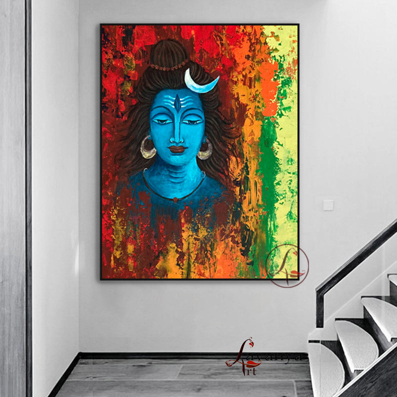 Abstract Shiva Painting | Modern Indian Canvas Wall Art