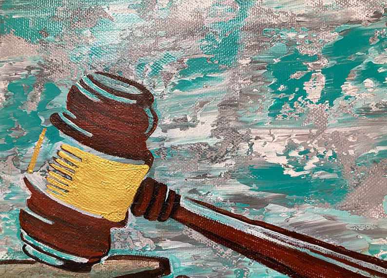 Gavel Acrylic Painting | Abstract Lawyer Office Art