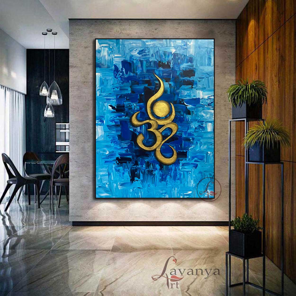 Fine art Om painting handcrafted with premium materials by Tejasvi Patel.
