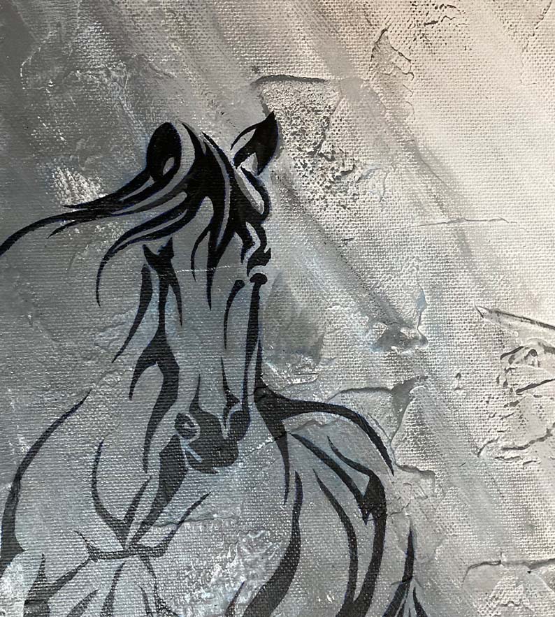Abstract Horse Canvas Art | Large Minimalist Animal Wall Painting