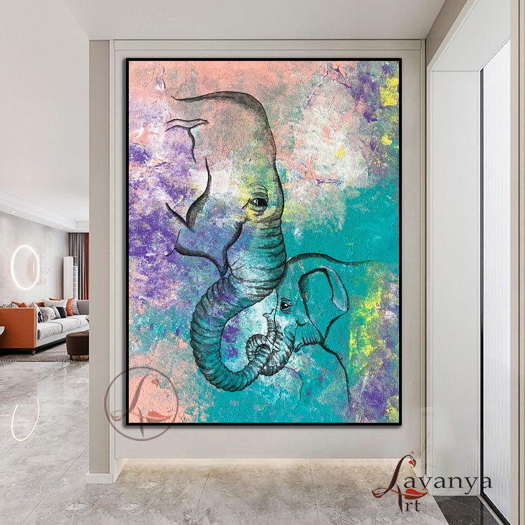 Elephant Wall Decor | Handmade Animal Canvas Art