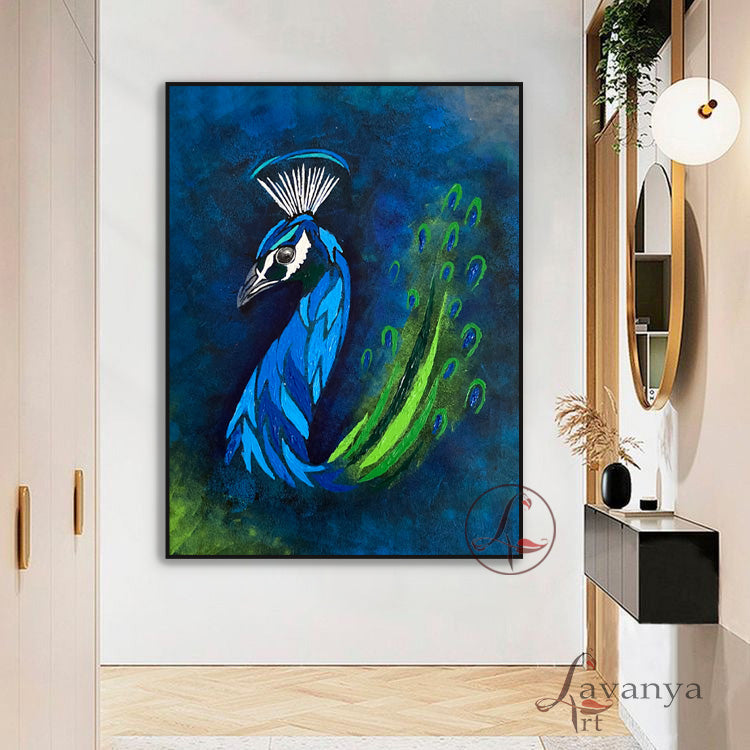 Peacock Painting | Abstract Indian Peacock Wall Art