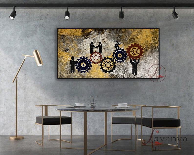 Abstract Teamwork Art | Modern Office Canvas Decor