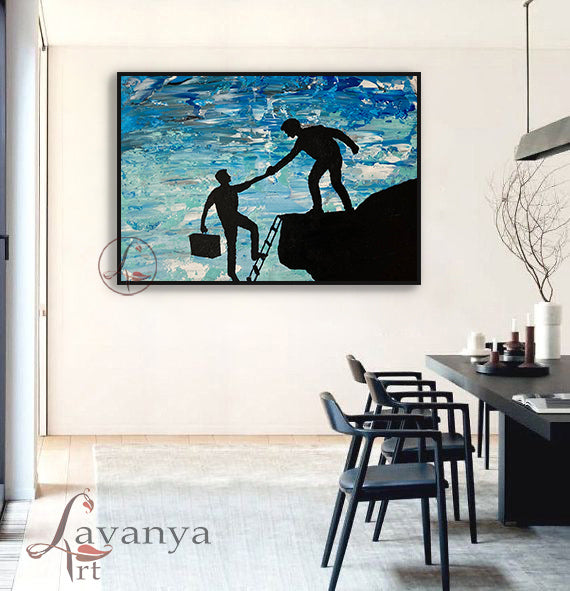 Teamwork Painting | Modern Abstract Office Wall Art