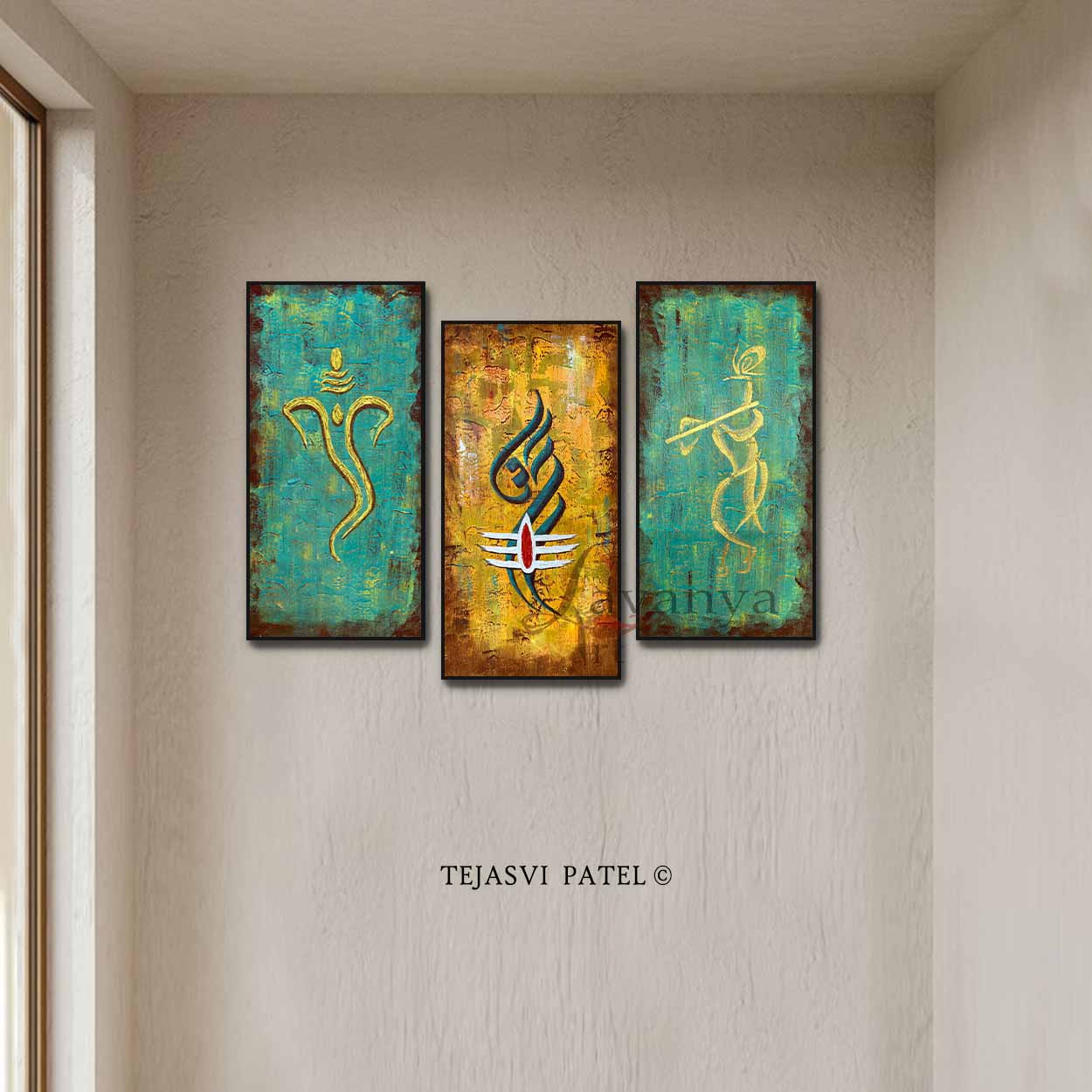 Discover original abstract Ganesha, krishna , om Indian art by Tejasvi Patel at Lavanya Art Studio, handcrafted to bring prosperity, harmony, and timeless elegance.