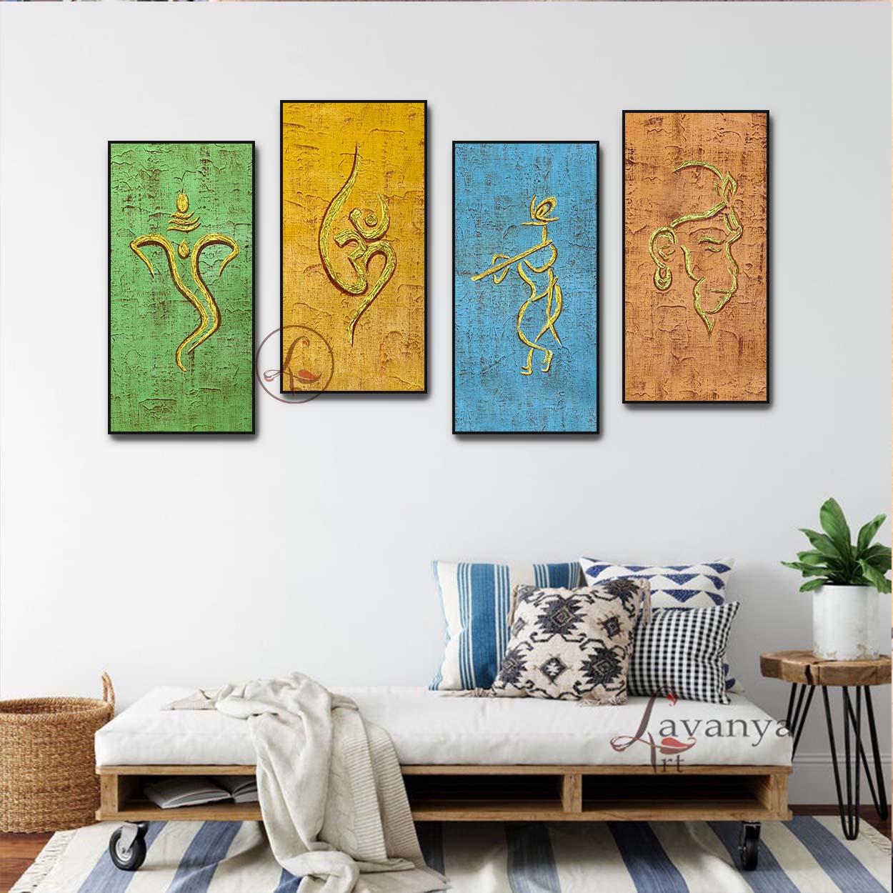 Bring home original abstract Ganesha painting by Tejasvi Patel at Lavanya Art Studio, showcasing Indian art with expressive textures and elegance.