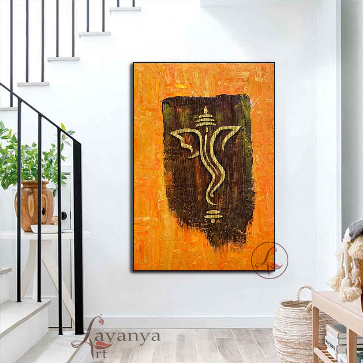 Ganesha Canvas Art | Minimalist Indian Abstract Decor