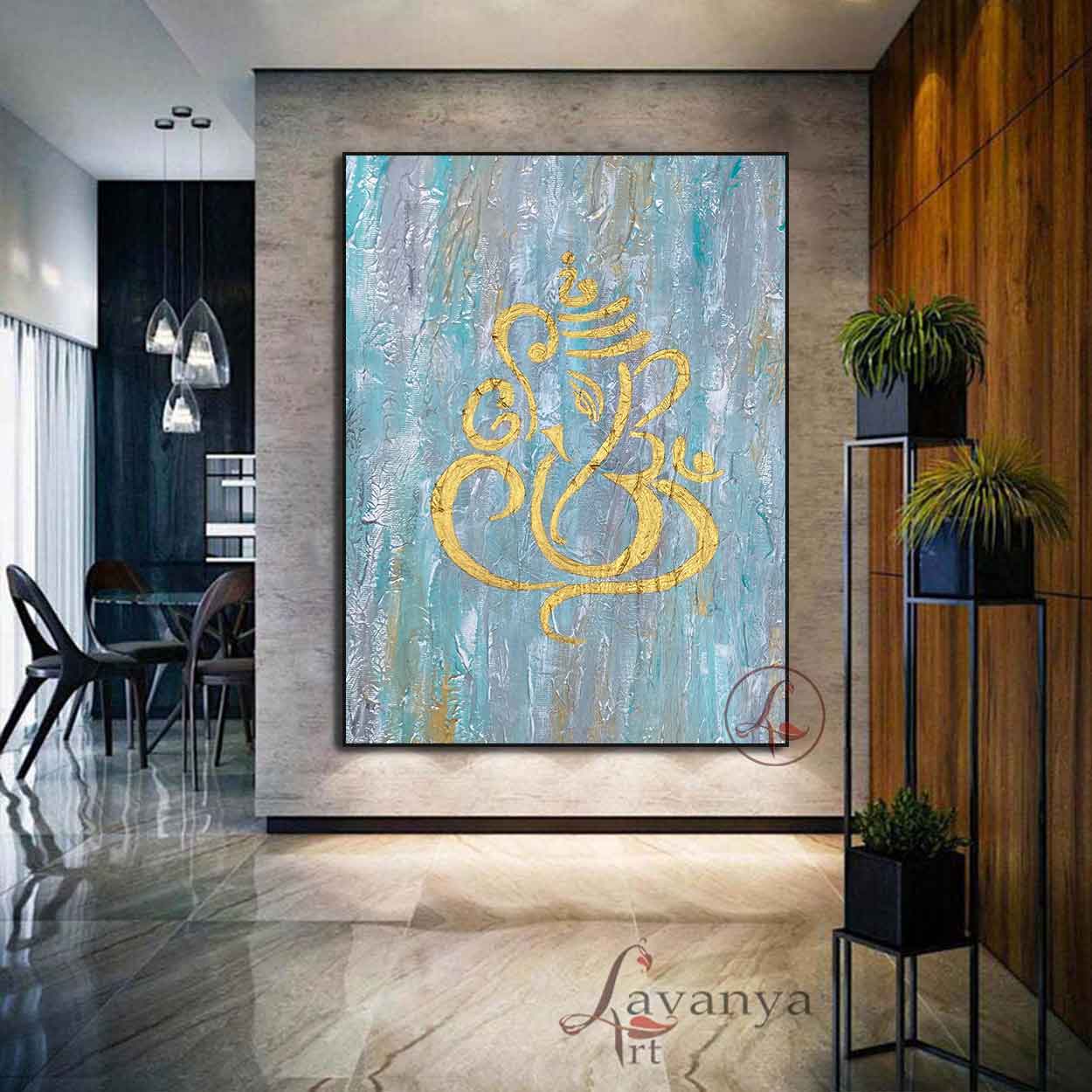 Textured Ganesha Painting | Handmade Indian Spiritual Art