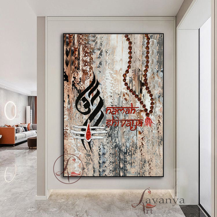 Modern Shiva Painting | Textured Indian Abstract Canvas Wall Art