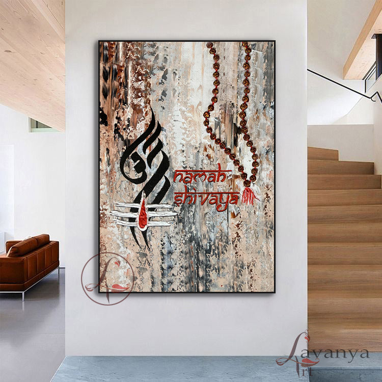 Modern Shiva Painting | Textured Indian Abstract Canvas Wall Art