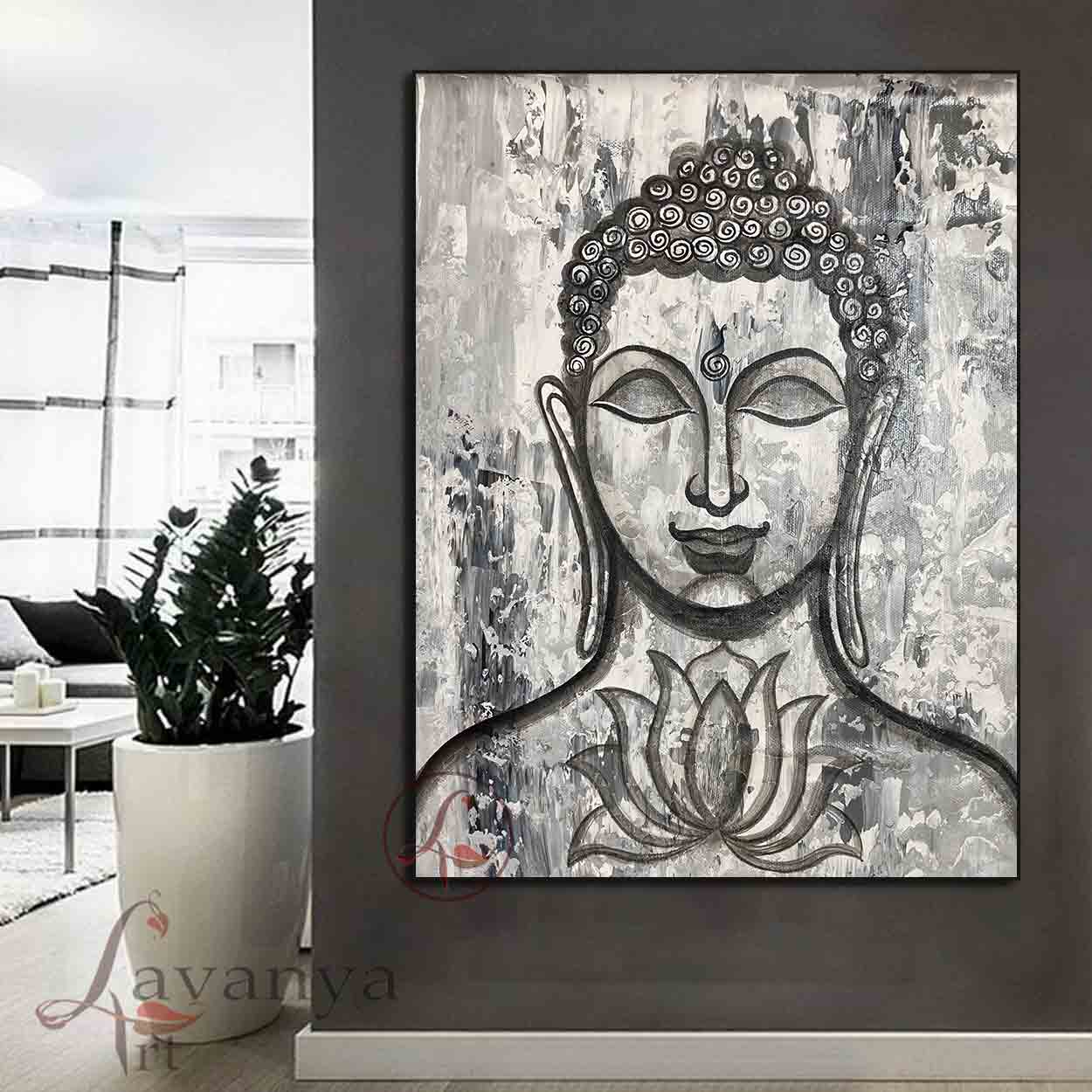 Discover exquisite Buddha Indian art by Tejasvi Patel of Lavanya Art Studio, perfect for luxurious contemporary interiors and mindful living spaces.