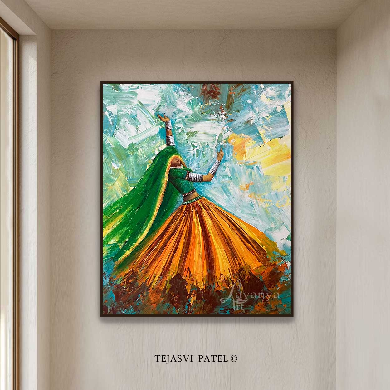 Handmade South Asian Woman Art | Modern Indian Canvas Wall Decor
