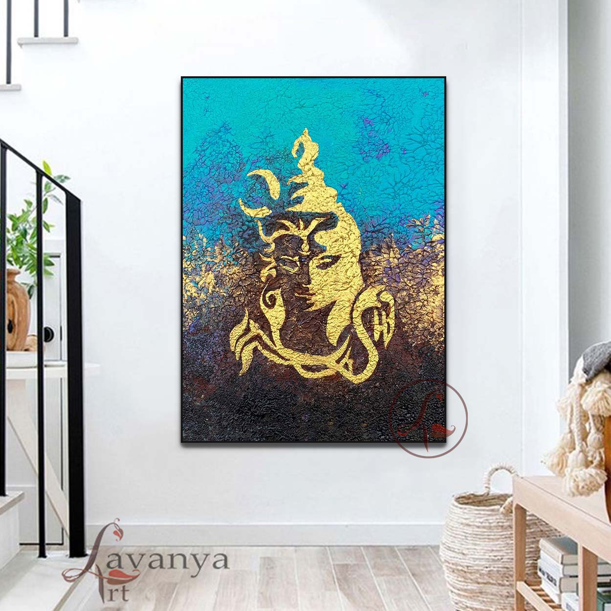 Shiva Canvas Painting | Contemporary Indian Abstract Spiritual Art