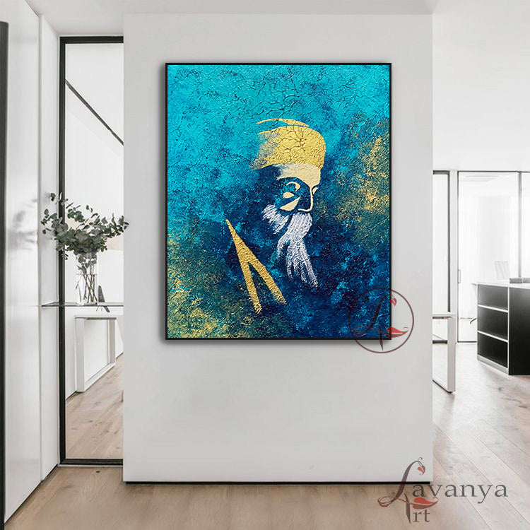 Guru Nanak Art | Original Sikh Spiritual Wall Painting