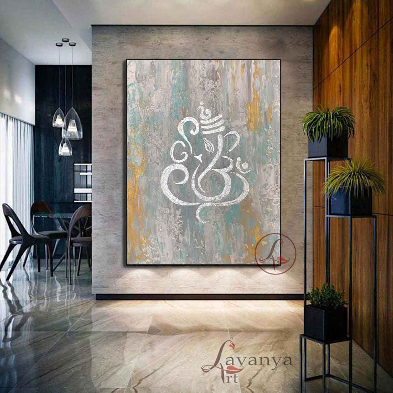 Minimalist Ganesha Painting | Modern Indian Wall Art