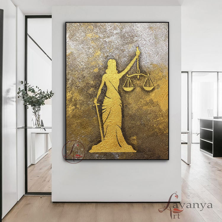 Lady Justice Gold Painting | Lawyer Office Wall Art