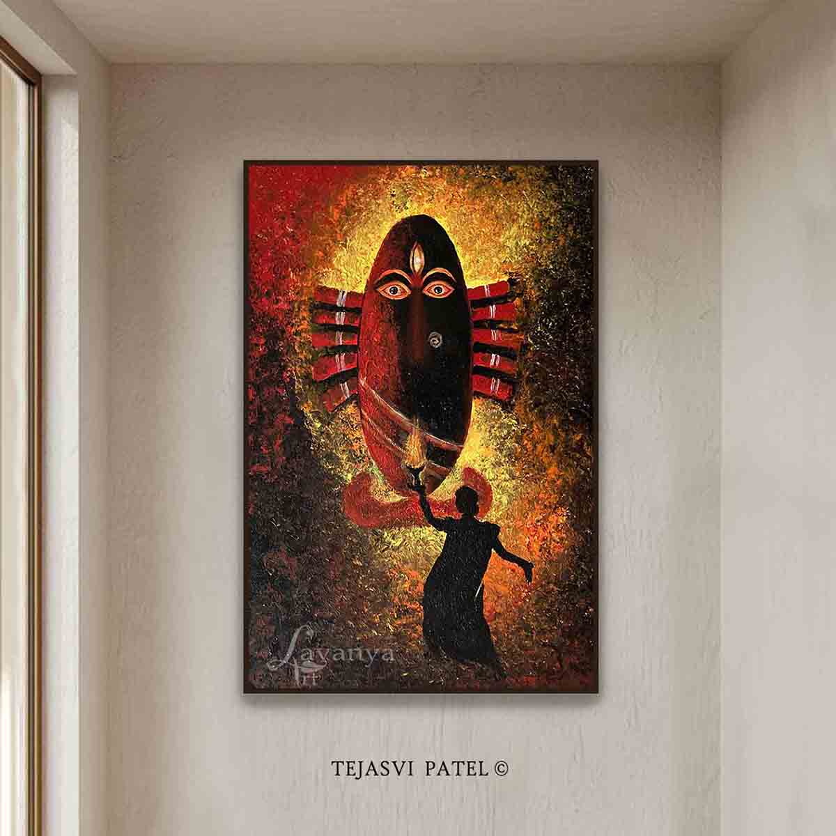 Enhance your home with original durga maa artwork by Tejasvi Patel. Lavanya Art Studio creates premium Indian art for refined spiritual decor.